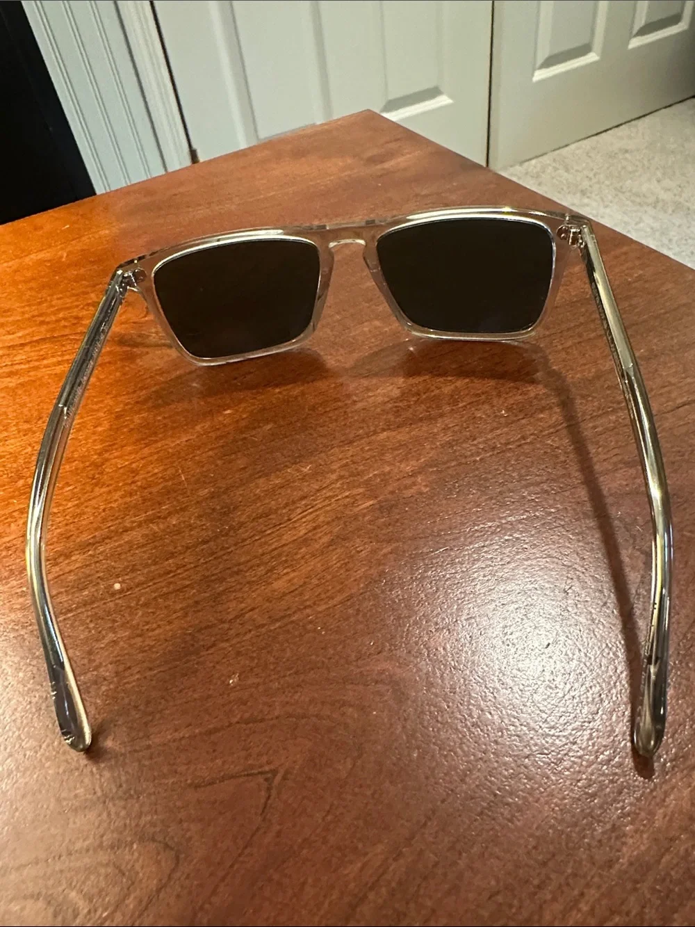 Oliver Peoples Clear Frame Sunglasses with Brown Lenses